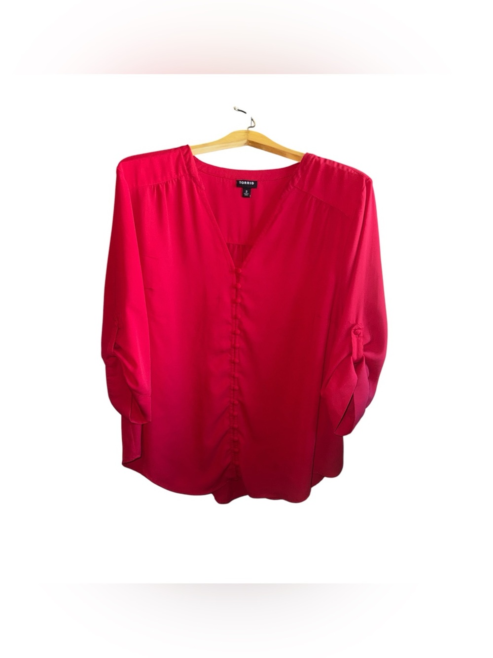 torrid Women’s 2XL Red Button-Front V-Neck Blouse Work Business Office Casual